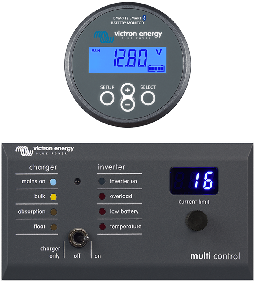 Small round disc that is the BMV-712 above the Digital Multi Control panel.