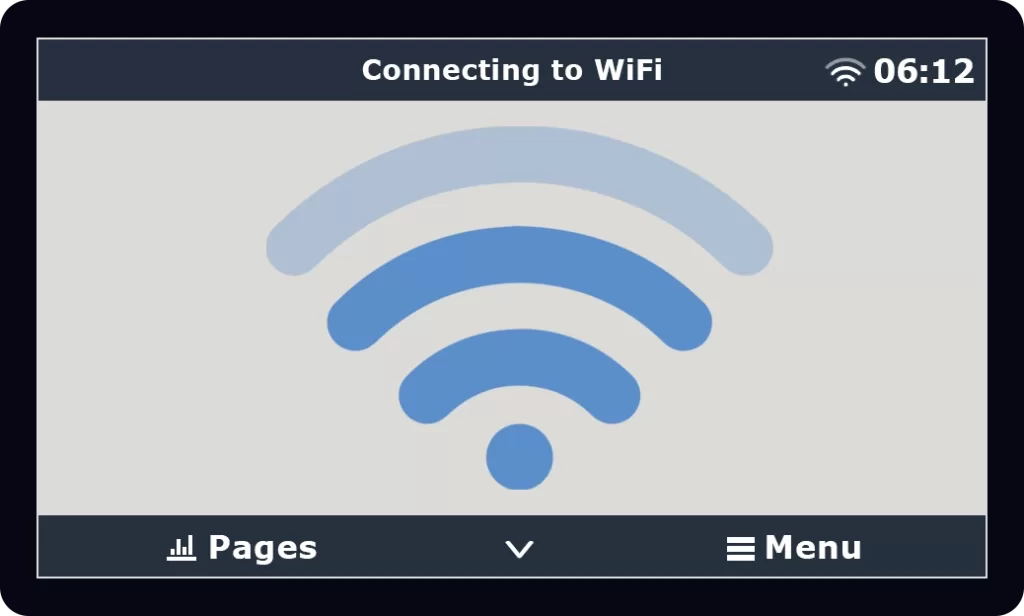 Victron Touch 50 or 70 screen displaying a moderate WiFi signal.